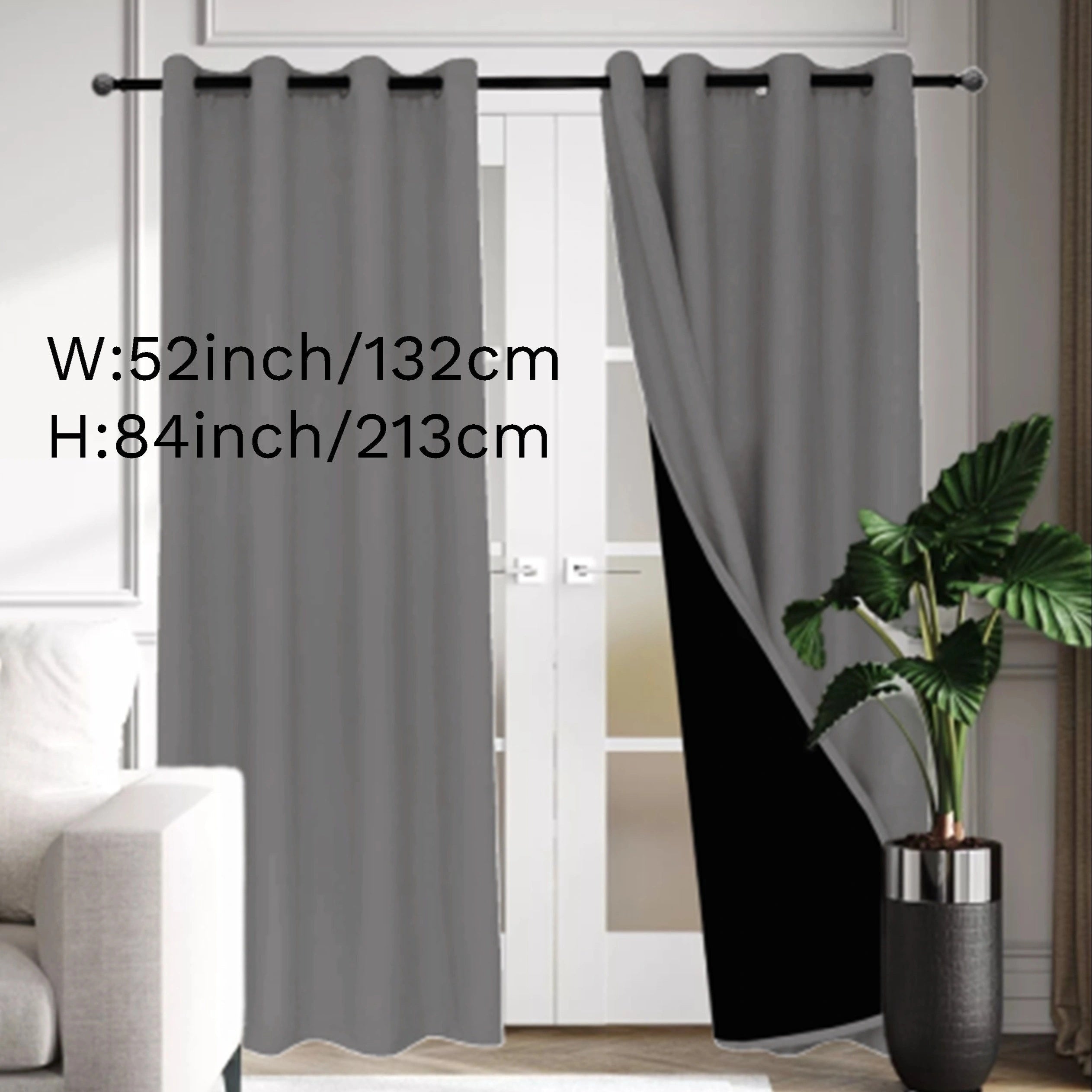 Beige Blackout Curtain with Insulation Lining Grommet Top for Living Room Bedroom