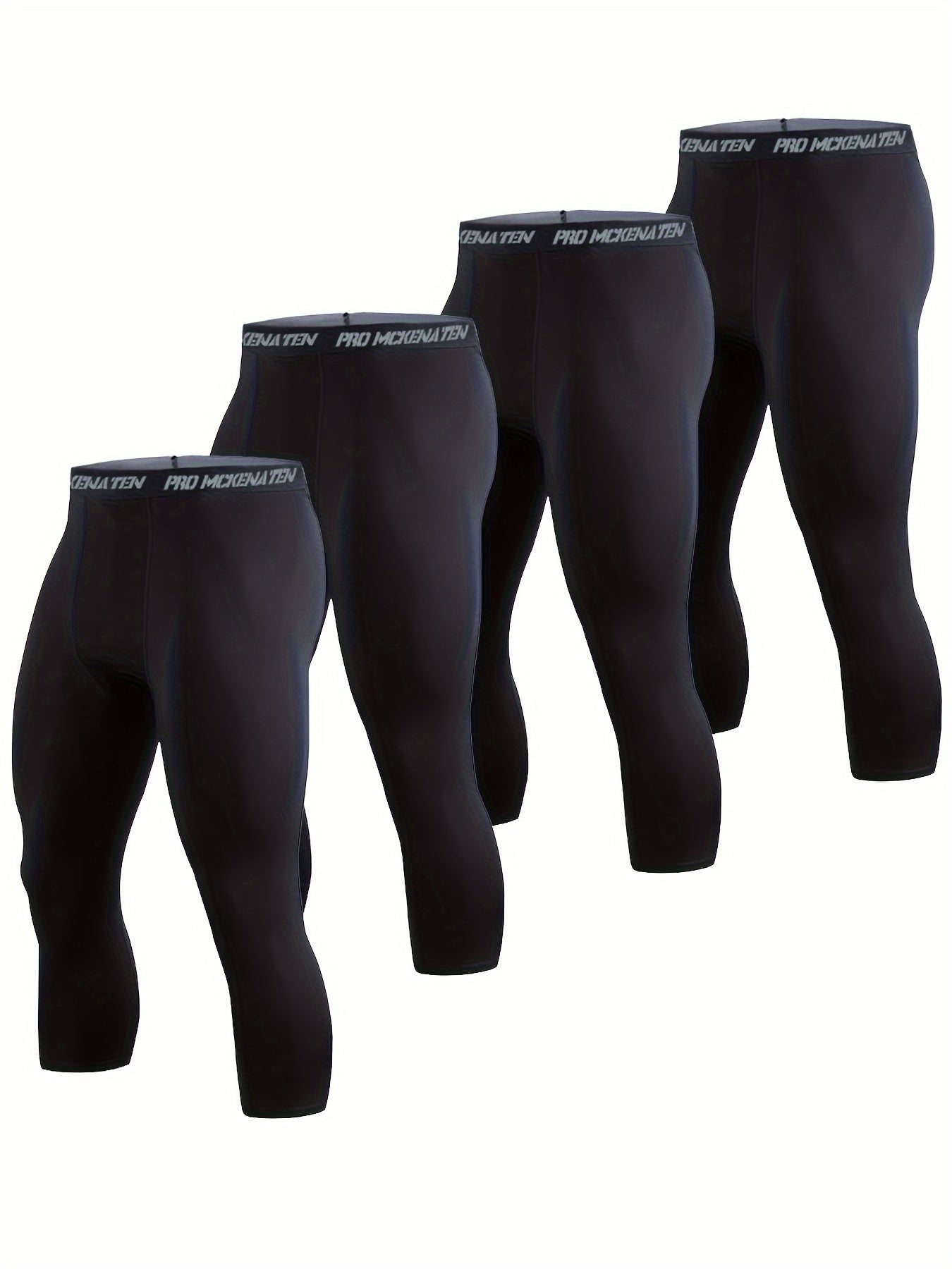 4-Piece Black Compression Leggings Set for Gym Workout Running and Training