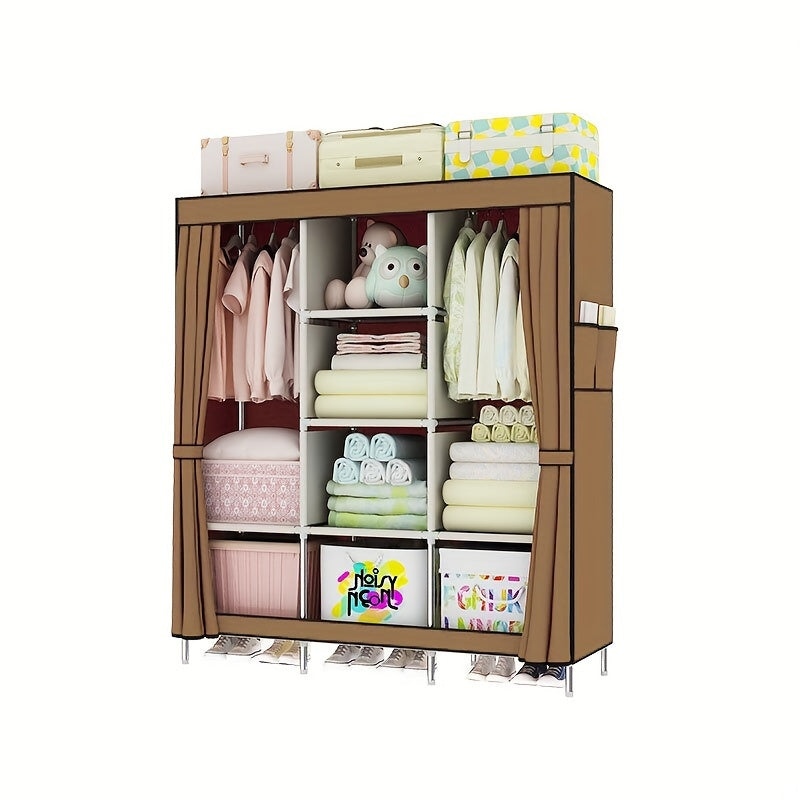 Armario de almacenamiento de ropa, armario de acero con marco plegable para ropa y ropa de cama