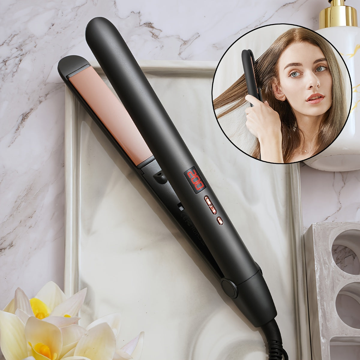 2-in-1 Hair Straightener Curler Thermostatic Control Fluffy Styling 220-240V Type C Plug