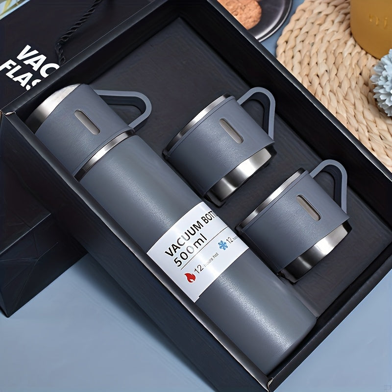 16.9oz Stainless Steel Vacuum Flask Set for Hot Cold Drinks Outdoor Office Leisure