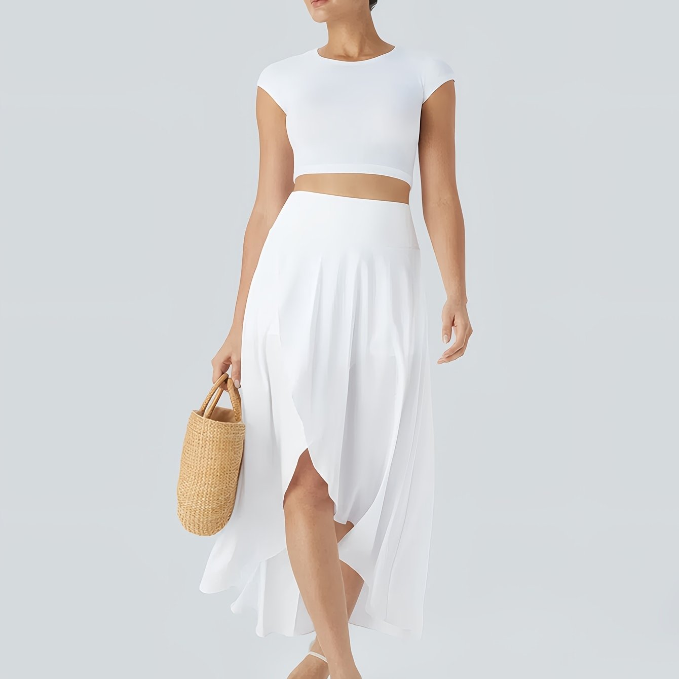 Women's High-Waisted Asymmetrical Skirt Lightweight Polyester Spring Summer Mini Skirt