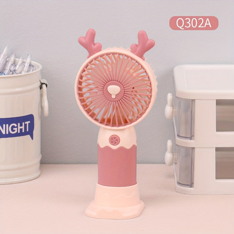 Portable Rechargeable Fan in Cute Animal Design Quiet Indoor Outdoor Use 5 Colors