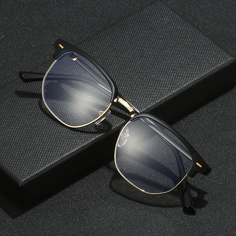 Men's Semi-Frame Sunglasses with Light-Induced Color-Changing Lenses Retro Style for Casual Wear