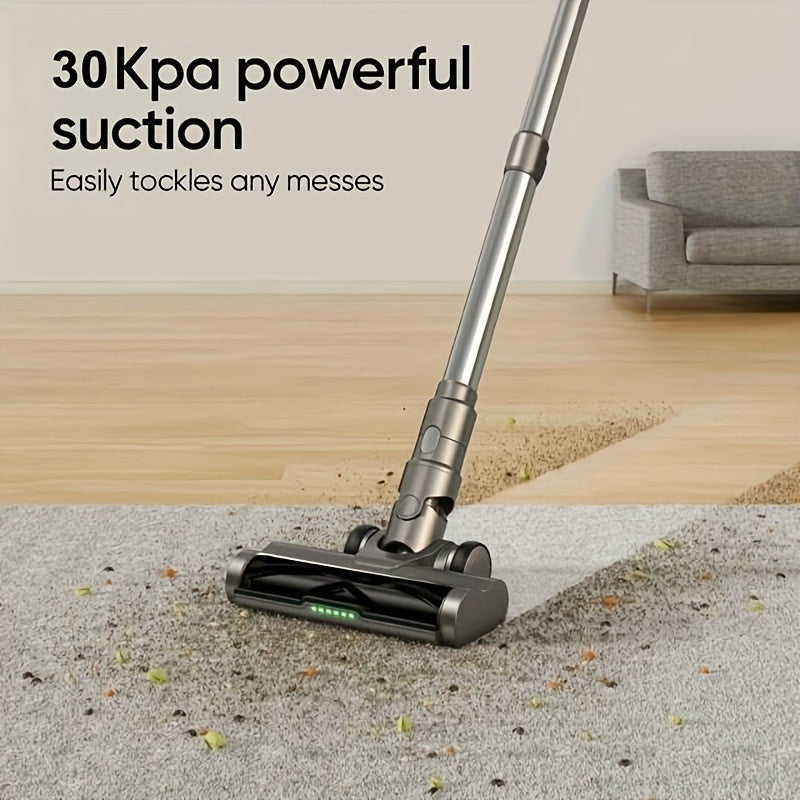 Cordless Vacuum Cleaner with LED Display and Anti-Tangle Brush 30Kpa Suction for Pet Hair Carpets and Hard Floors