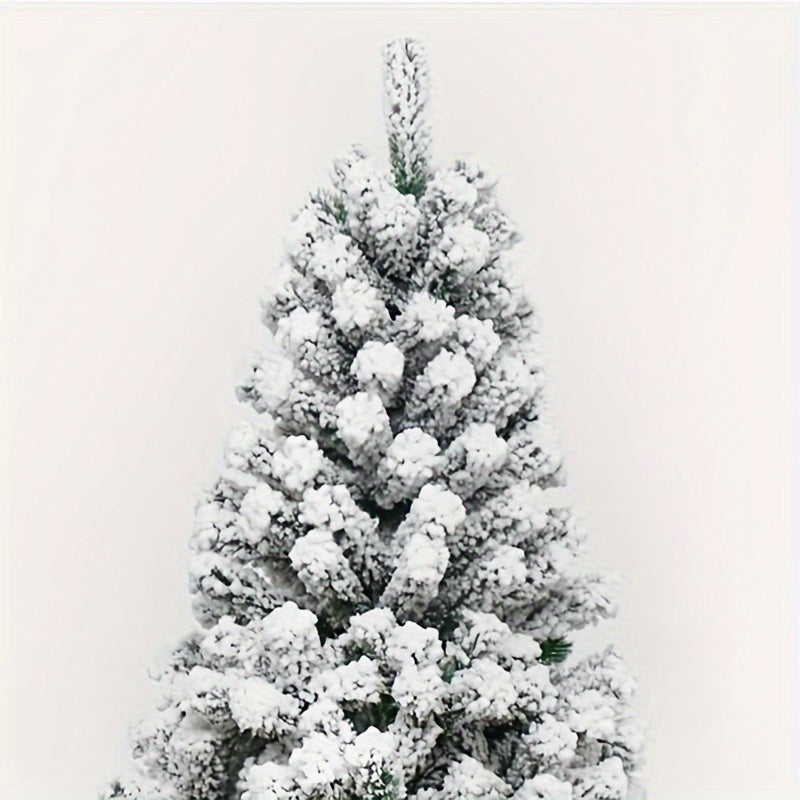 Flocked Artificial Cedar Christmas Tree White Reusable Easy Assembly Decorative for Home Office Party