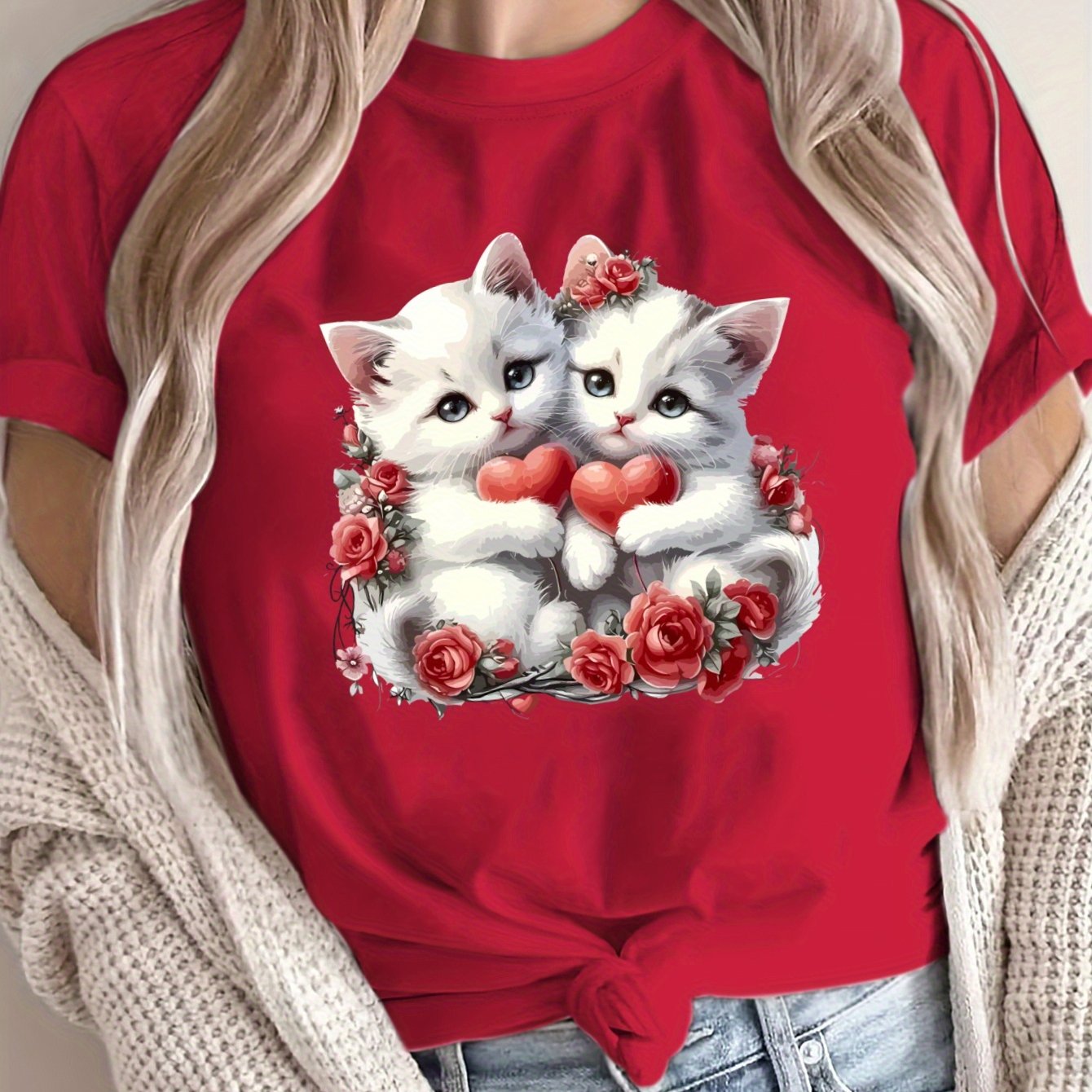 Women's Loose Large Size T-Shirt Casual Short Sleeve Breathable Fabric