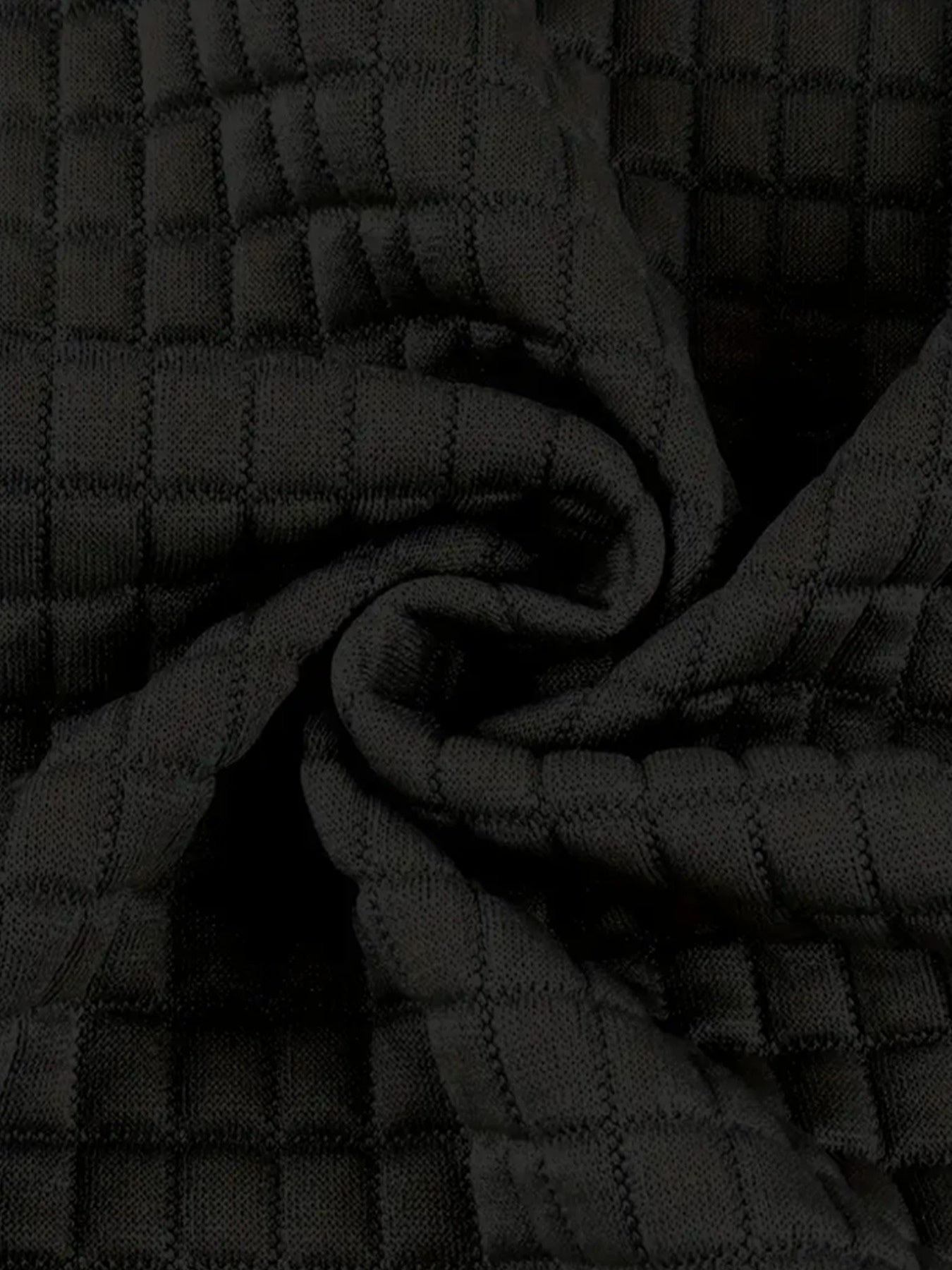 Women's Black Waffle Knit Hooded Zip-Up Jacket Casual All-Season Coat