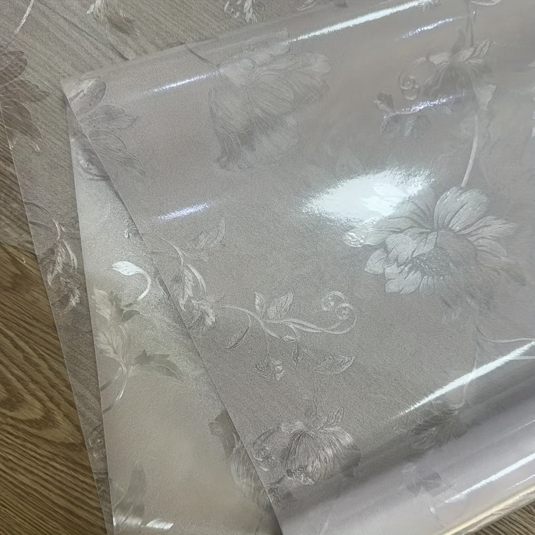 Hibiscus Flower Pattern Glass Window Stickers Frosted Privacy Film for Living Room Bedroom Kitchen