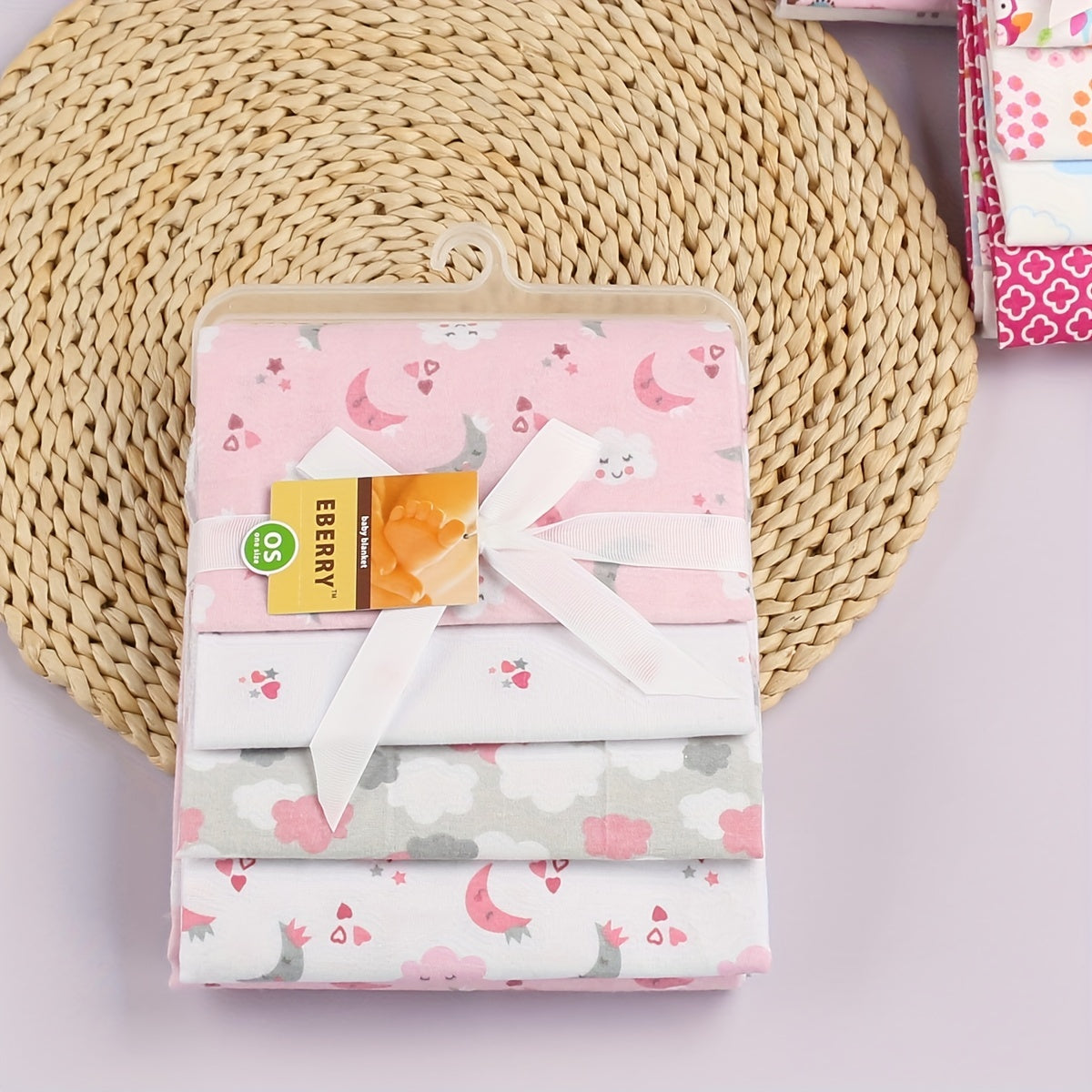 Juego de 4 mantas de algodón para bebés, suaves con estampados de dibujos animados, regalo para baby shower, Navidad, Acción de Gracias, San Valentín