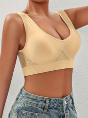 Plus Size Sports Bra Solid Color No Underwire Breathable Yoga Fitness Running