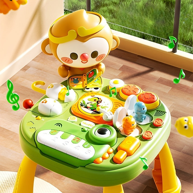 Green ABS Plastic Educational Toy for Kids with Detachable Piano and Interactive Monkey