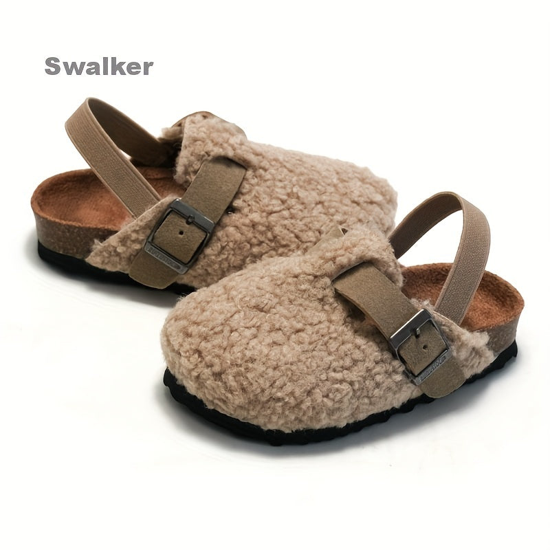 Girls Mule Shoes for Autumn and Winter Lightweight Fabric Geometric Spike Low Top