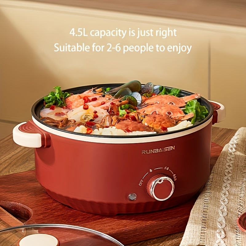 1 dona UAO Elektr taom pishirish qozoni, issiq qozon va qovurish funksiyalari bilan. Katta sig'imli, yopishmaydigan, yotoqxona va uy uchun mos. 220-240V Evropa rozetkasi. Qishki ovqat ta'minoti uchun ideal.