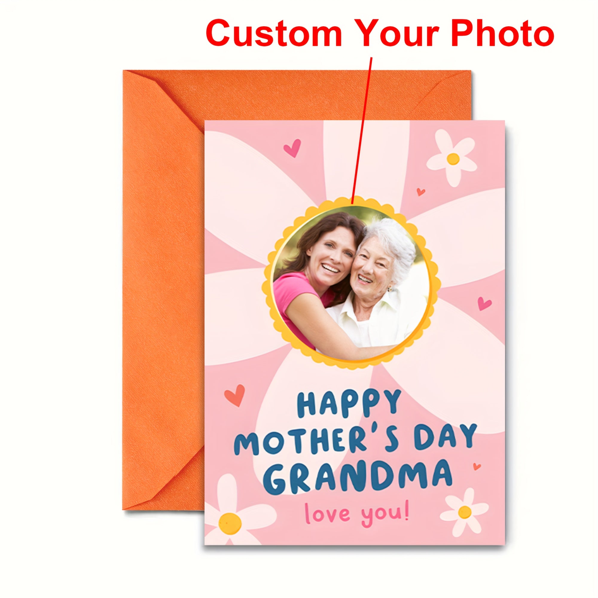 Shaxsiylashtirilgan 1 dona Baxtli Onalar Kuni Bobo-ona Rahmat Karti, Moslashtirilgan Rasm bilan, Yaratijiy Qiziqarli Baraka Karti, Maxsus Rasmli Salom Karti, Onalar Kuni Hediye