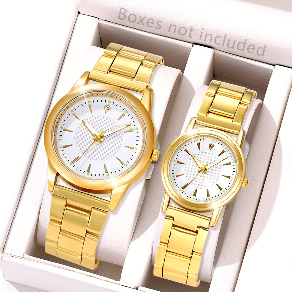 Ladies' Gold Quartz Watch Set with 2 Pieces Elegant Classic Accessories