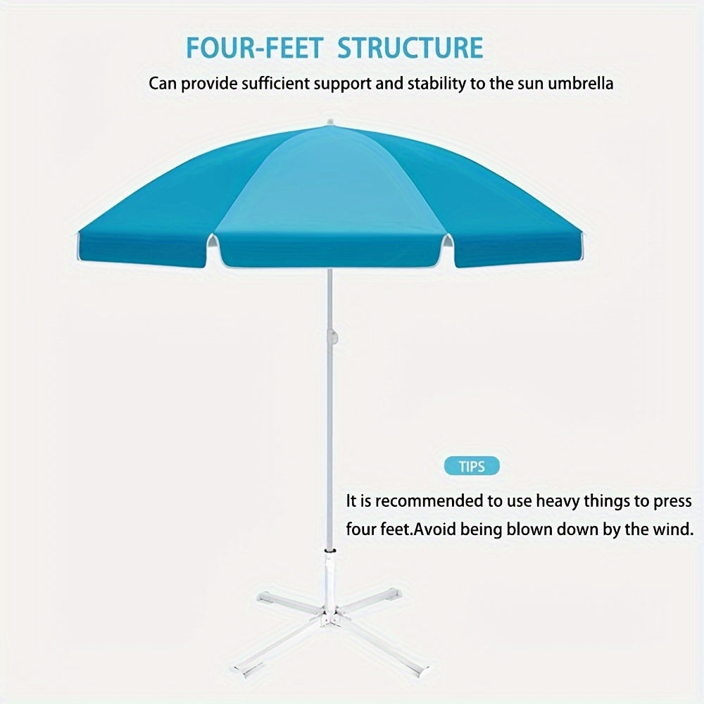 Portable White Plastic and Iron Patio Umbrella Base Stand Windproof Adjustable for Garden and Beach