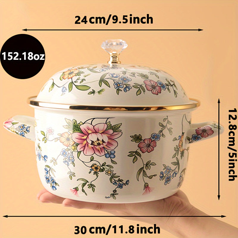 Enamel Double Ear Soup Pot Thickened High-Temperature Resistant for Electric Stove Gas Kitchenware