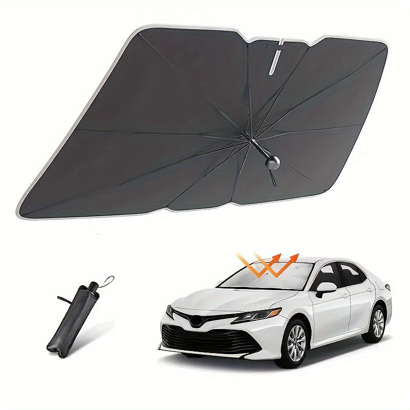 Sombrilla de sol para coche de titanio plateado universal, protector de parabrisas delantero, enrollable