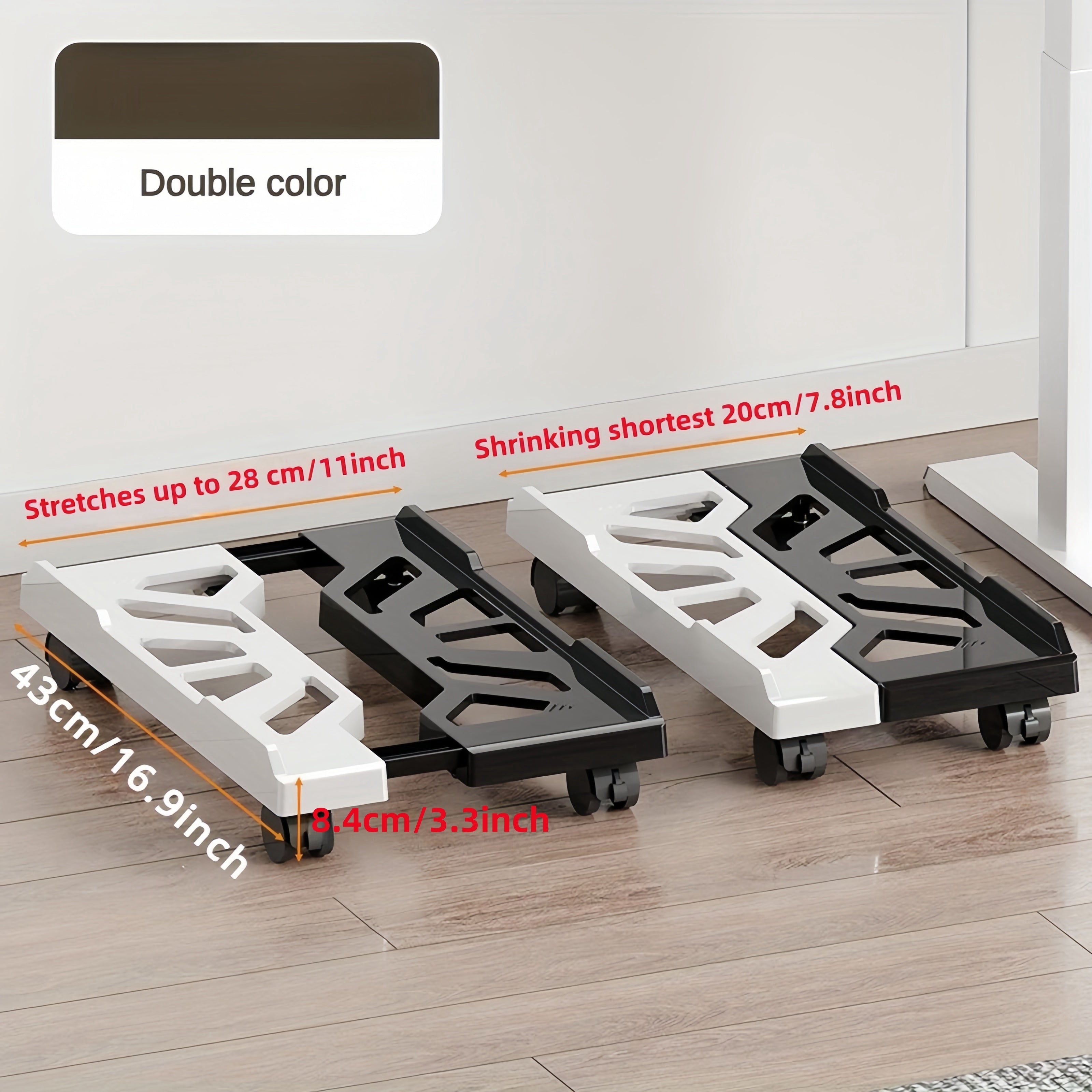 ABS Desktop Computer Tower Stand with Rolling Wheels and Adjustable CPU Holder for Home Office