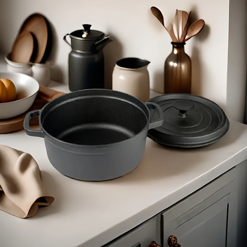 Cast Iron Cookware Set with Stew Pot Wok Soup Pot Deep Fryer for Home Kitchen