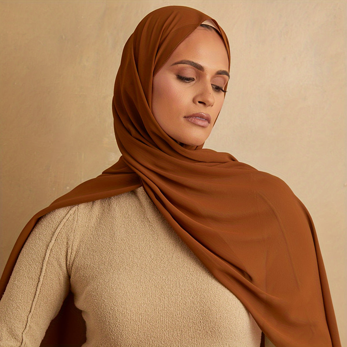 Women's Solid Color Chiffon Scarf - Lightweight and Breathable, Elegant and Simple Style, Windproof and Sun Protection Shawl