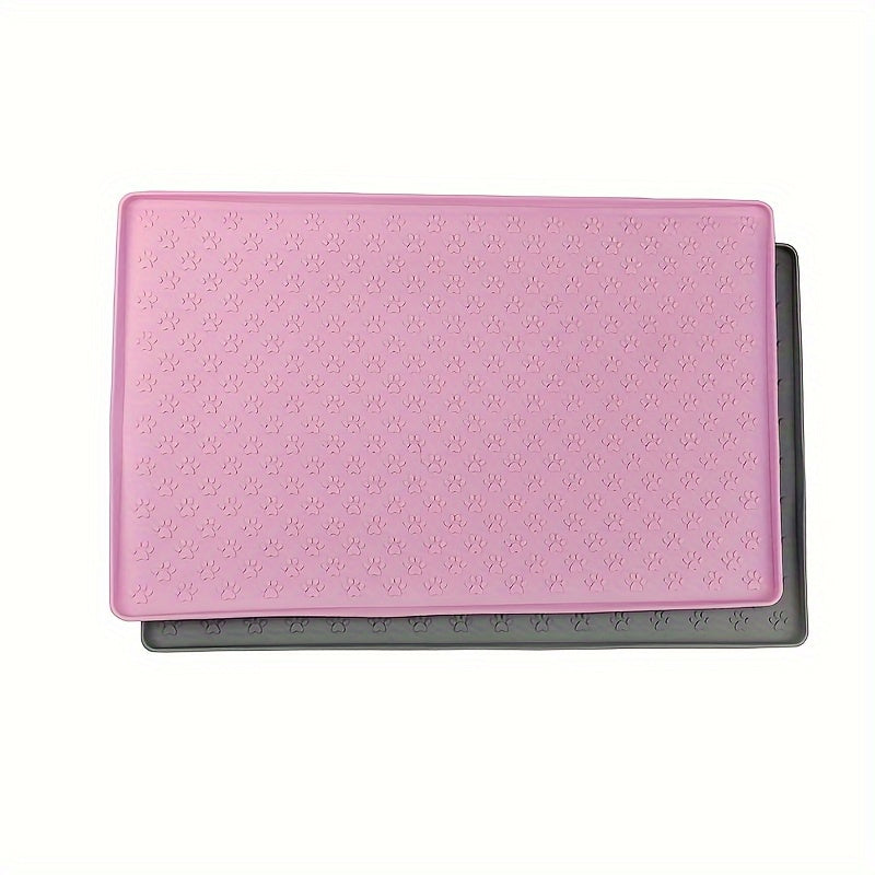 Alfombrilla de silicona gris para mascotas con diseño de huellas para gatos y perros