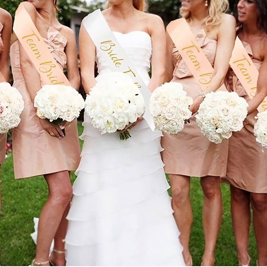15-Piece Bachelorette Party Sash Set Rose Gold White Polyester for Bride Bridesmaids Mothers