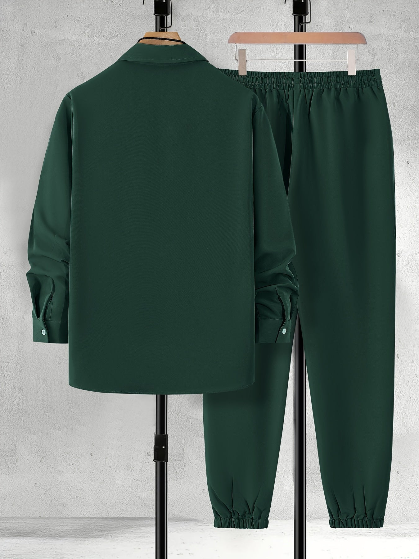 Мужской комплект большого размера из фланели с клетчатой рубашкой и штанами на шнурке, полиэстер, повседневный стиль