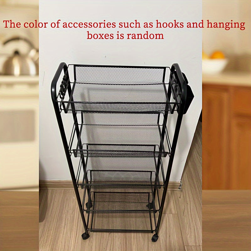 Compact Rolling Storage Cart with Multiple Layers for Bathroom Kitchen Bedroom