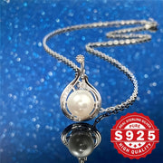 Sterling Silver Teardrop Necklace with Shell Pearl for Women Jewelry Gift