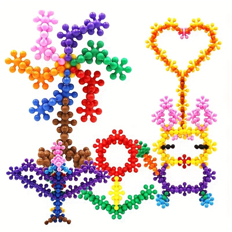 Set of 60/100/200 Plum Blossom and Snowflake Building Blocks for DIY Interlocking Puzzles Educational Toy