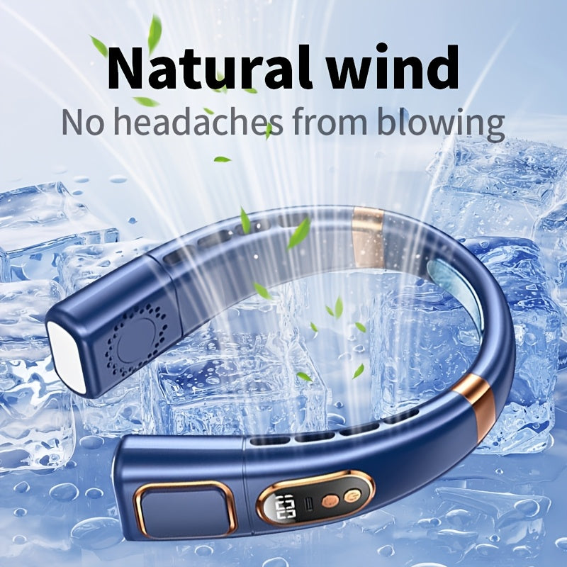 Portable Neck Fan with 5 Speeds, Rechargeable Battery, LED Light