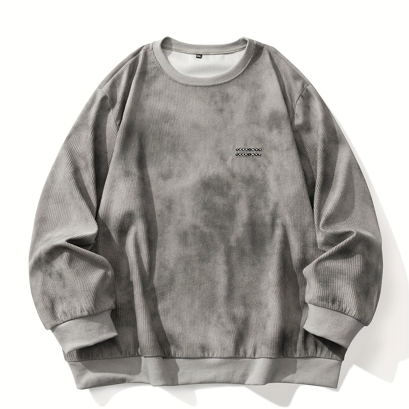 Plus Size Men's Crew Neck Sweatshirt with Geometric Long Sleeve Pattern Polyester Knit Fall