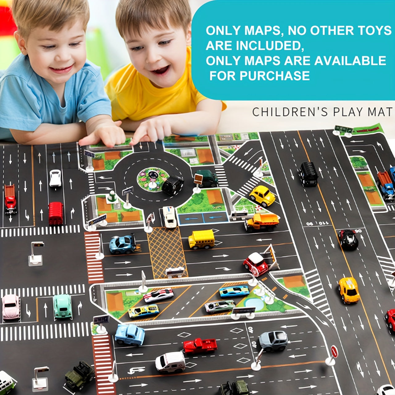 Alfombra de juego de tráfico infantil Ciudad Juego de aparcamiento educativo Impermeable de tela no tejida Juguete para interior