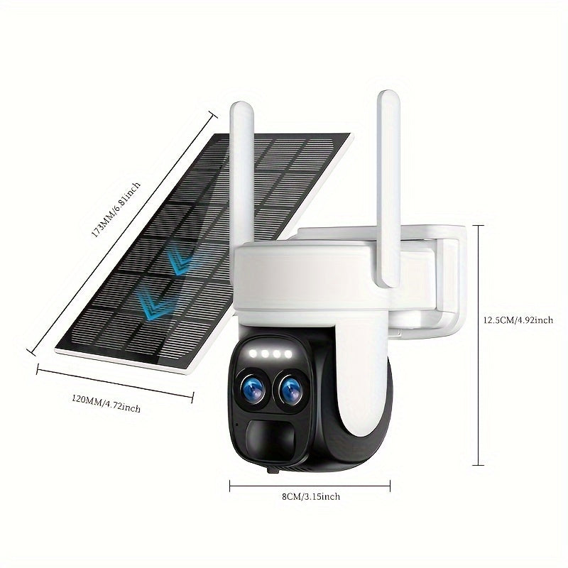 Wireless Outdoor Security Camera with Dual-Lens 8X Zoom 360° Pan-Tilt Night Vision