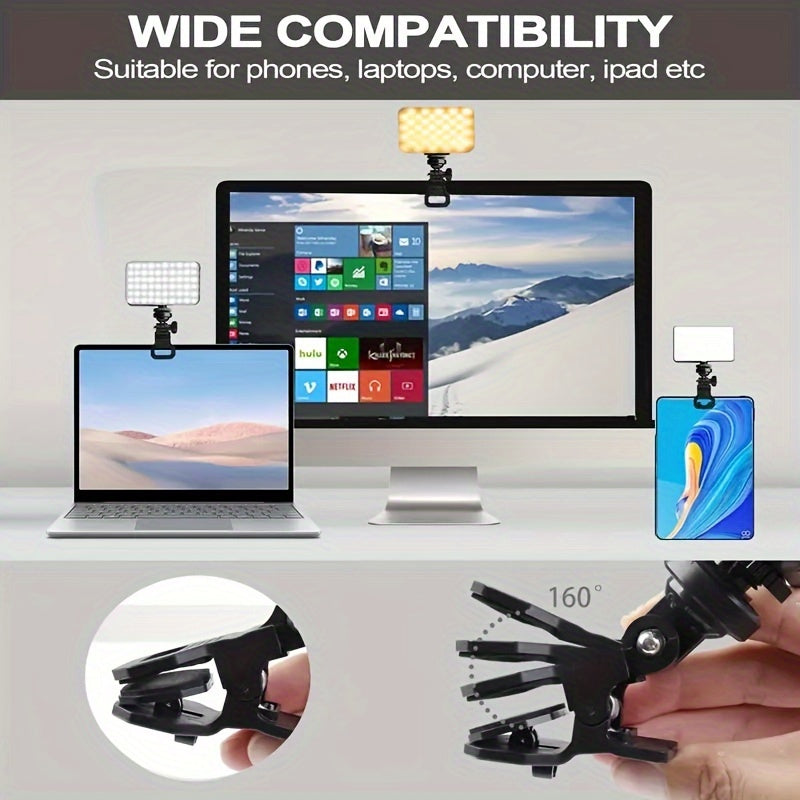 140 LED Selfie Ring Light with 3 Adjustable RGB Modes Rechargeable USB Black