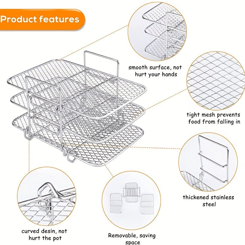 Barbecue Rack Set with Stainless Steel Three-Layer Dehydration and Grill Racks