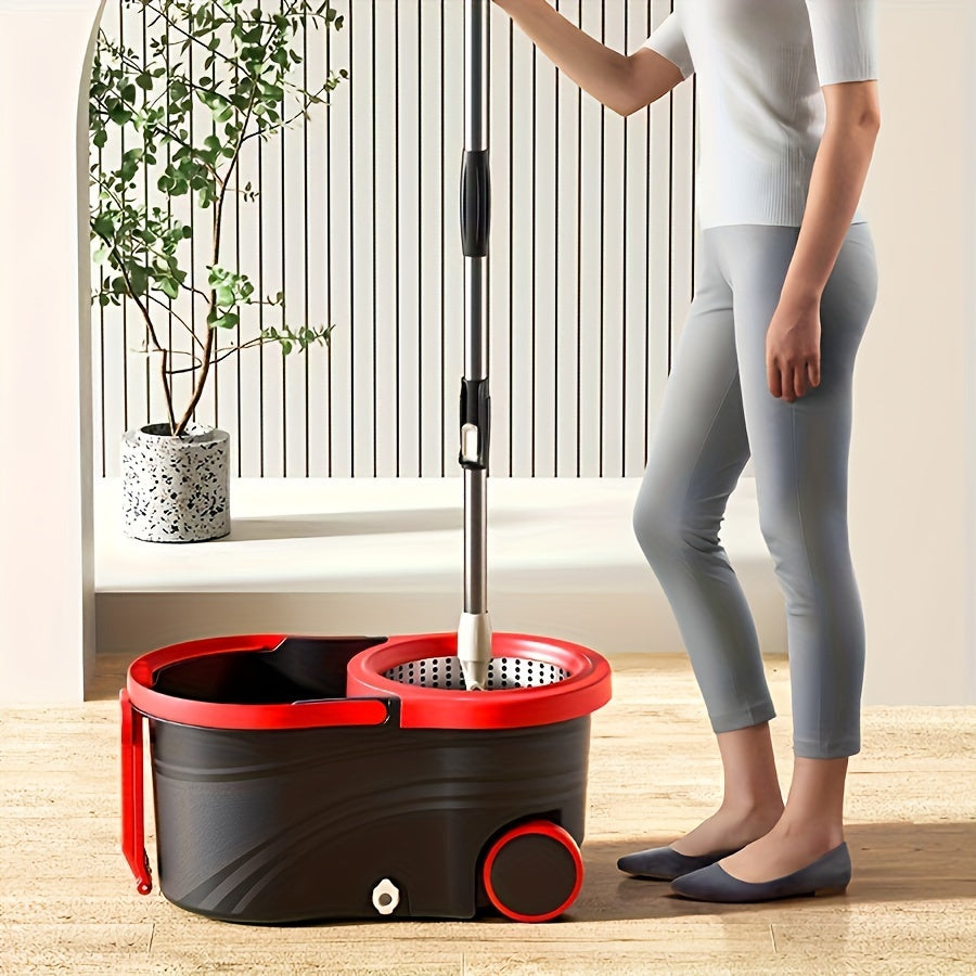 Uydagi yashash xonasi, oshxona va hammom uchun uchta mopa boshli zanglamaydigan po'latdan yasalgan qo'lni ishlatmaydigan aylanuvchi mop chelak to'plami