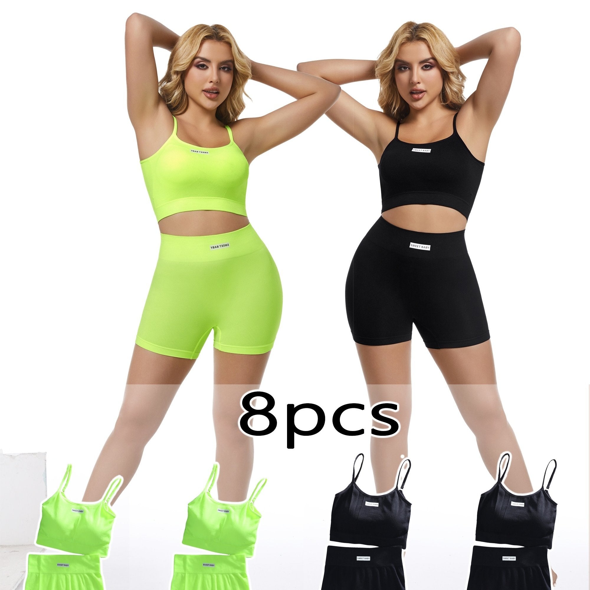 Women's Lingerie Set Wireless Bra and Ribbed Panties 4 Piece