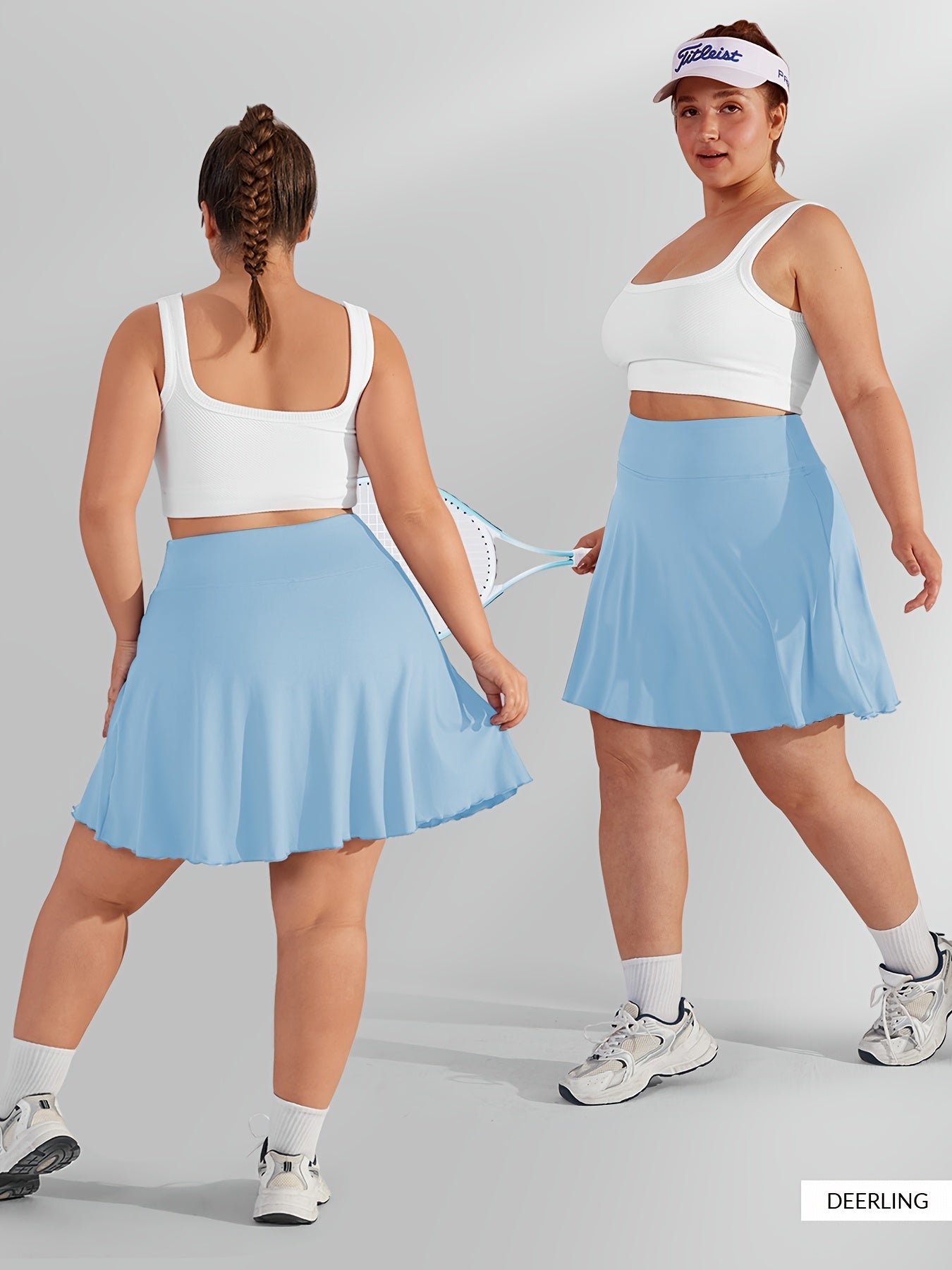 Plus Size Women’s High Waisted Tennis Skirt with Pockets for Golf Running