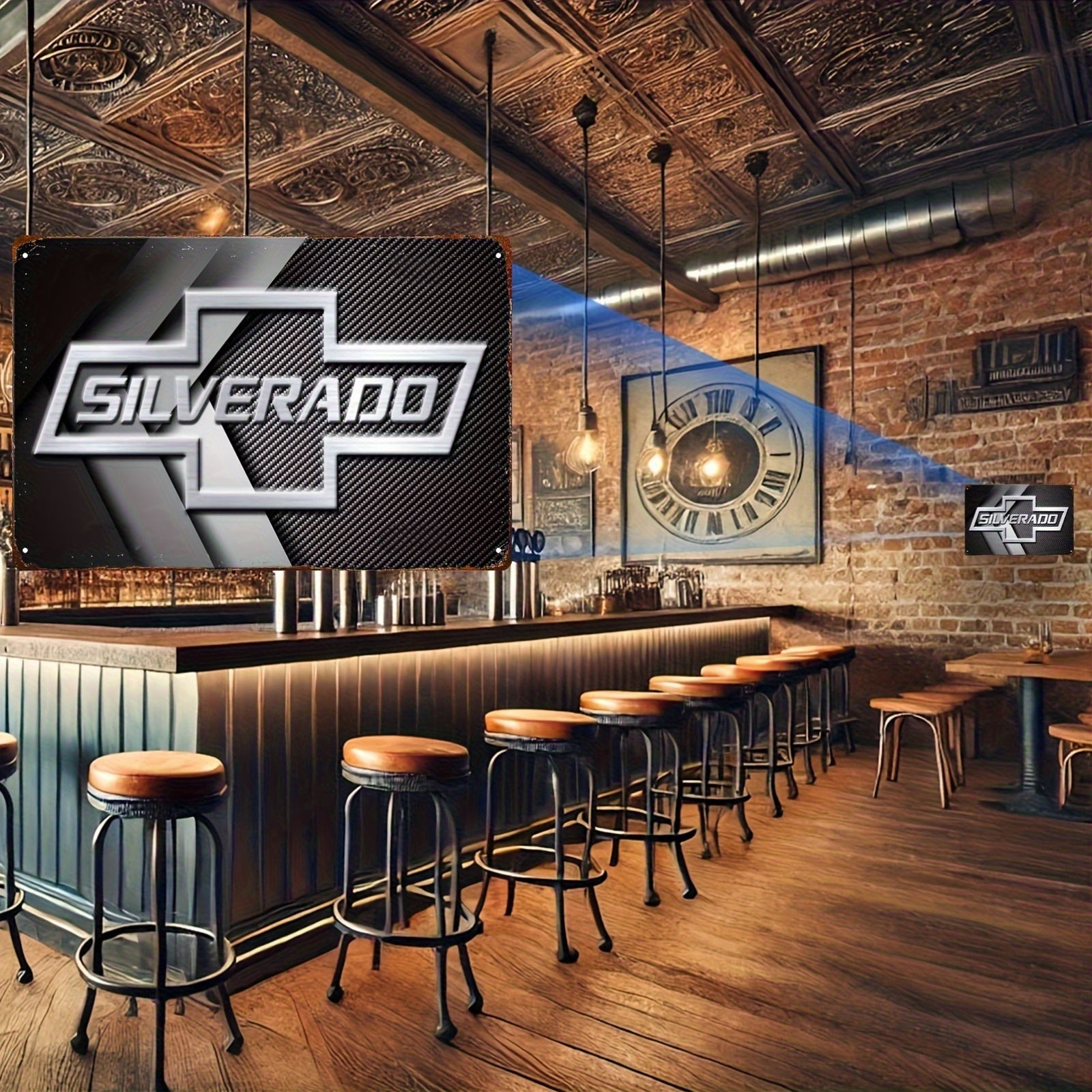 Metal Wall Art Sign for Garage or Man Cave Gray Carbon Fiber Iron Decor