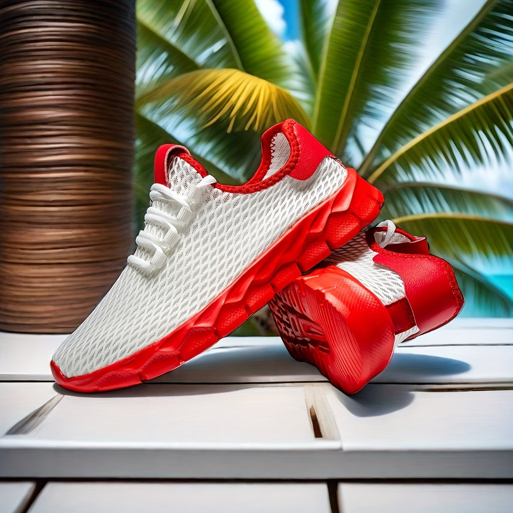 Zapatillas deportivas para hombre de talla grande, transpirables, de color sólido, antideslizantes, con cordones, duraderas y para exteriores