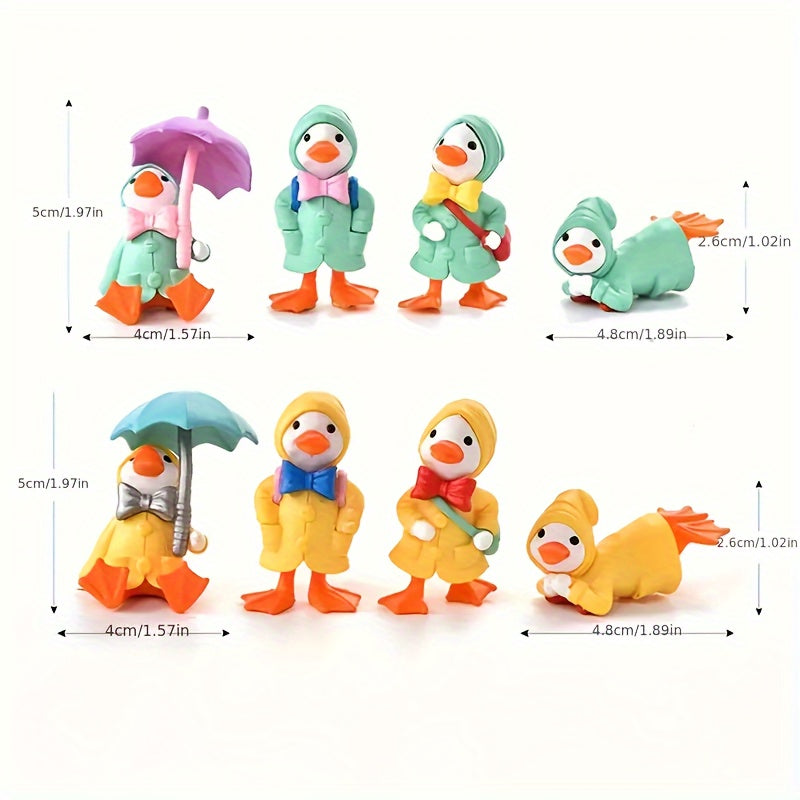 4Pcs Cute Duck Figurines Plastic Garden Decor Desktop Car Dashboard Accessories