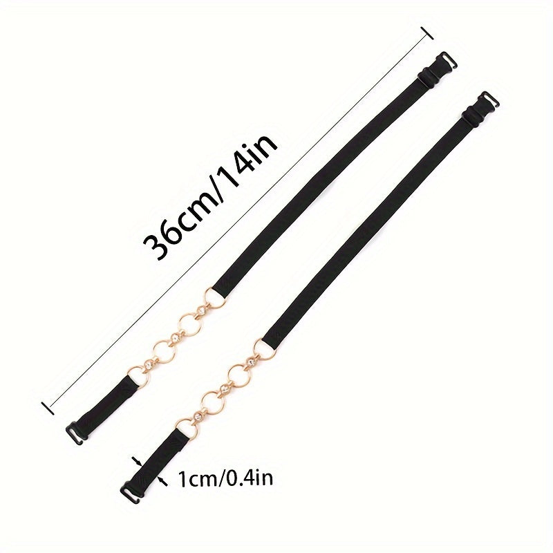 Non-Slip Shoulder Strap for Shoulderless Bras with Rhinestones and Wide Invisible Design