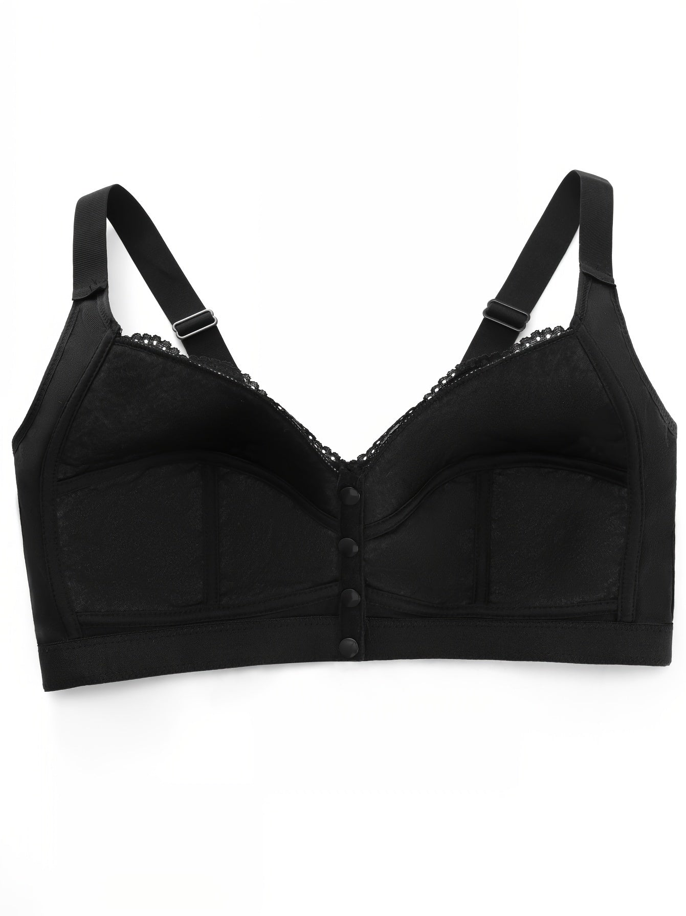 Women's Plus Size Lace Front Closure Underwear with Adjustable Straps Wireless Bra