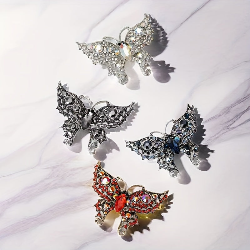 Vintage Rhinestone Kelebek Brooch kiyimlar va kurtkalar uchun Alloy Insect Pin