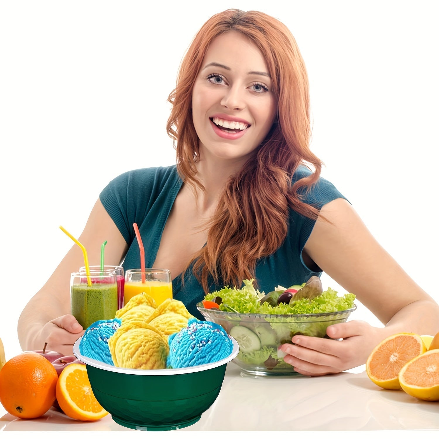 30-штук зеленых пластиковых мисок для закусок объемом 13 унций, одноразовые, для вечеринок и салатов