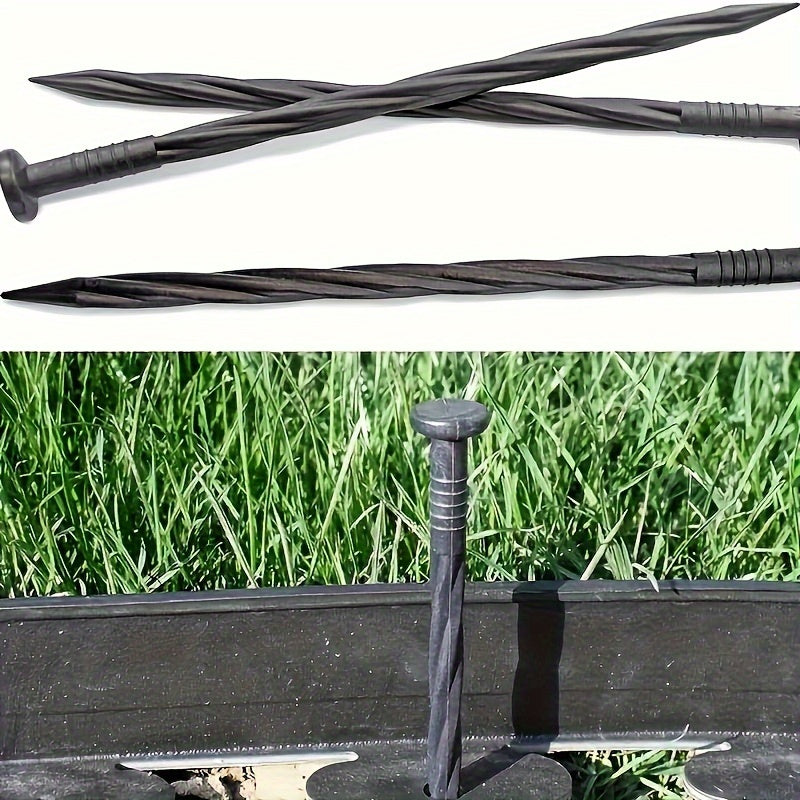 10m Garden Border Barrier with 30 Anchoring Pegs Black PET PE Material Landscape Edging