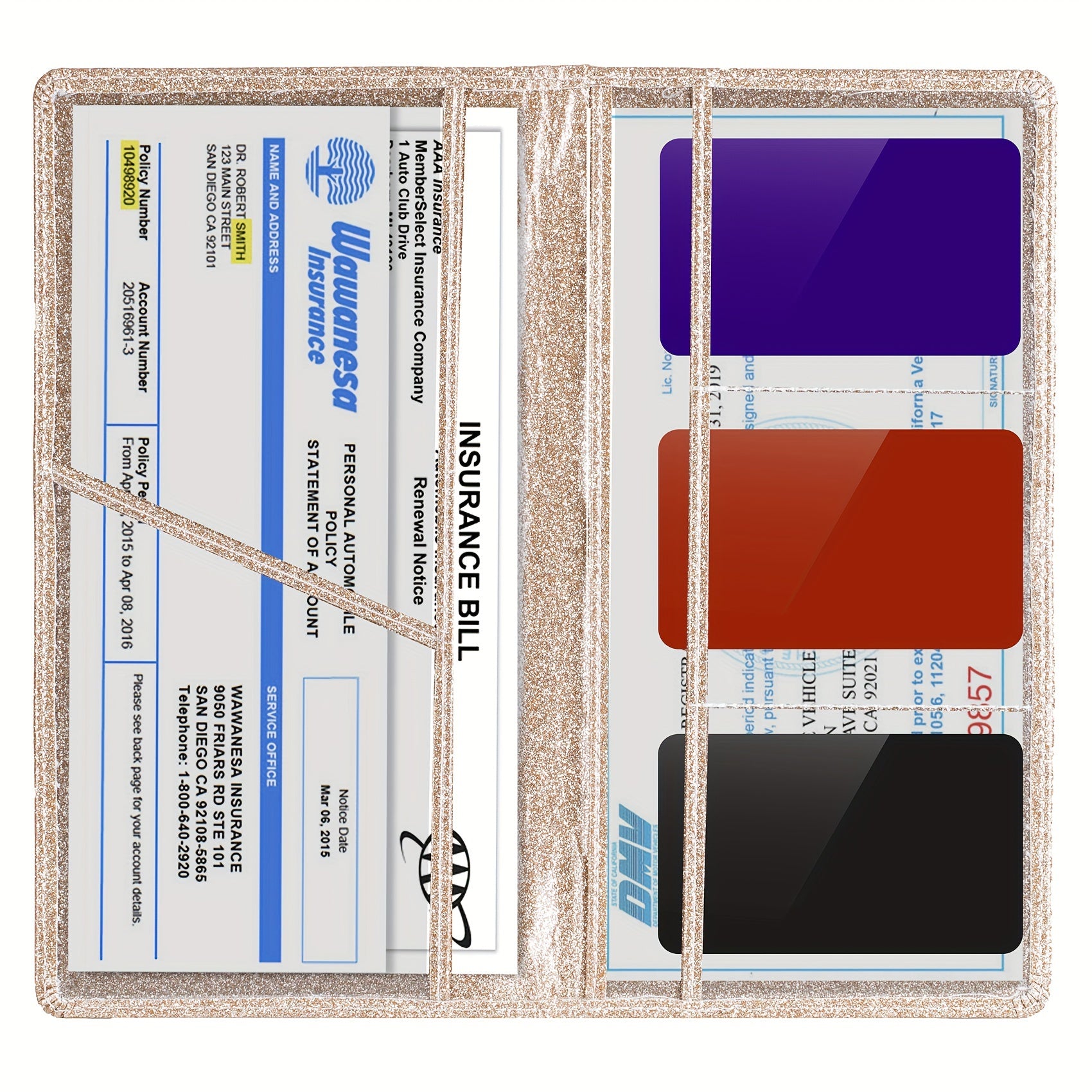 Car Registration and Insurance Card Holder Leather Vehicle License Organizer